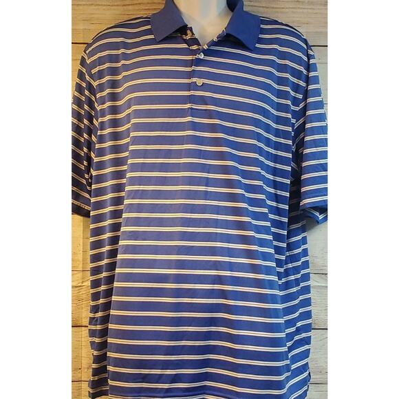 Walter Hagen Blue Mans Polo Shirt Short Sleeve Mens Striped  XL - Picture 1 of 5